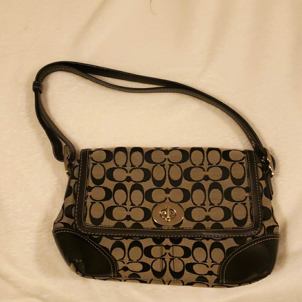 Coach Bag, Medium, Black and Tan